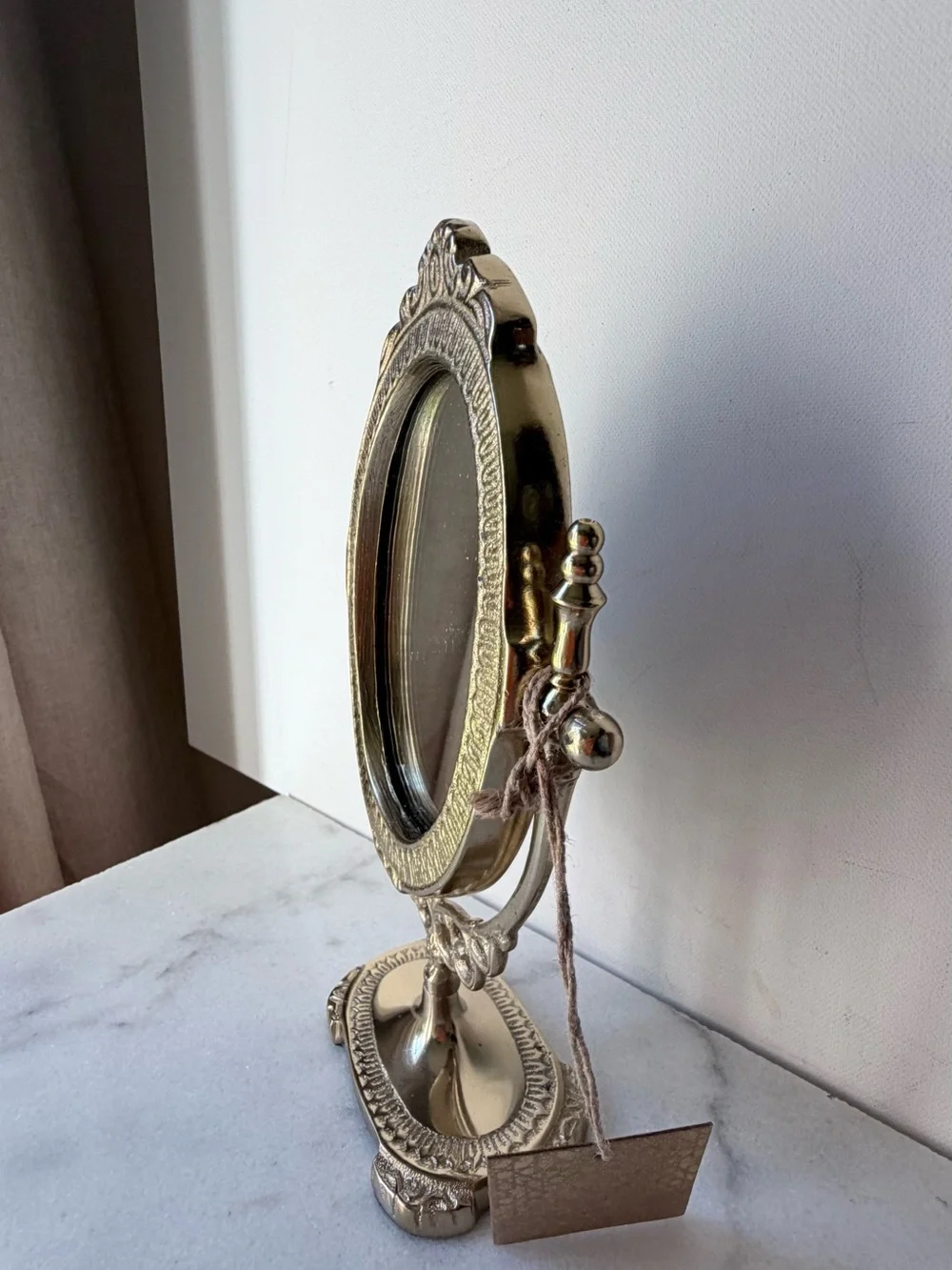 Ornate Gold Oval Vanity Mirror - Decorative Tabletop Makeup Mirror